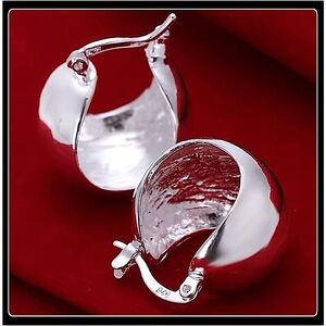 NEW 925 STERLING SILVER SMOOTH ROUND WIDE HOOP EARRINGS